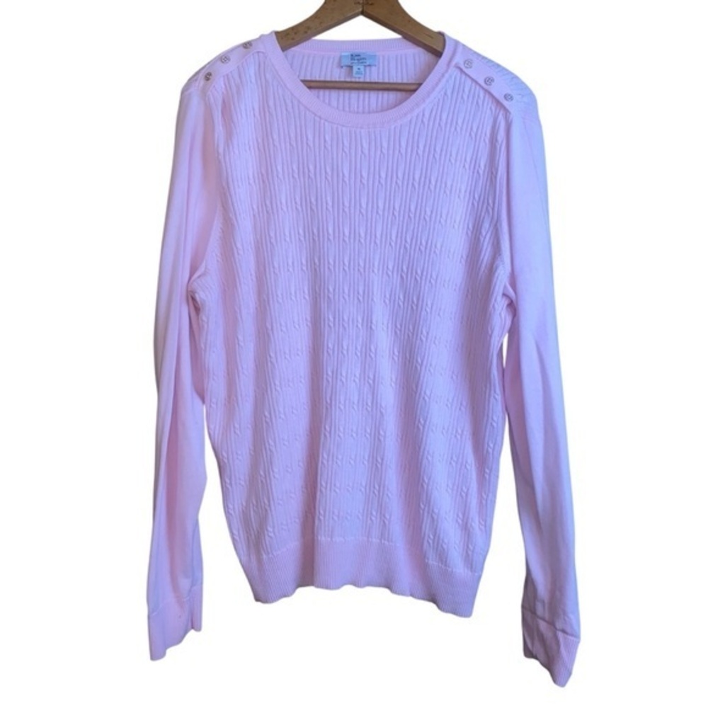 Kim Rogers XL Pink Ribbed cotton Sweater EUC